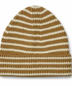 Hot Sale 🔔 Ezra Striped Organic Cotton Beanie Camel Liewood Fashion Baby, Children 🎉