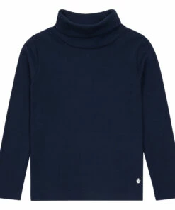 Buy 👏 Fine Polo-neck Jumper Navy blue Petit Bateau Fashion Children 😀