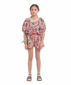 Coupon 👍 Flower Top Green Piupiuchick Fashion Teen, Children 🤩 -Outlet Kids' Fashion Store flower top green piupiuchick fashion teen children 2