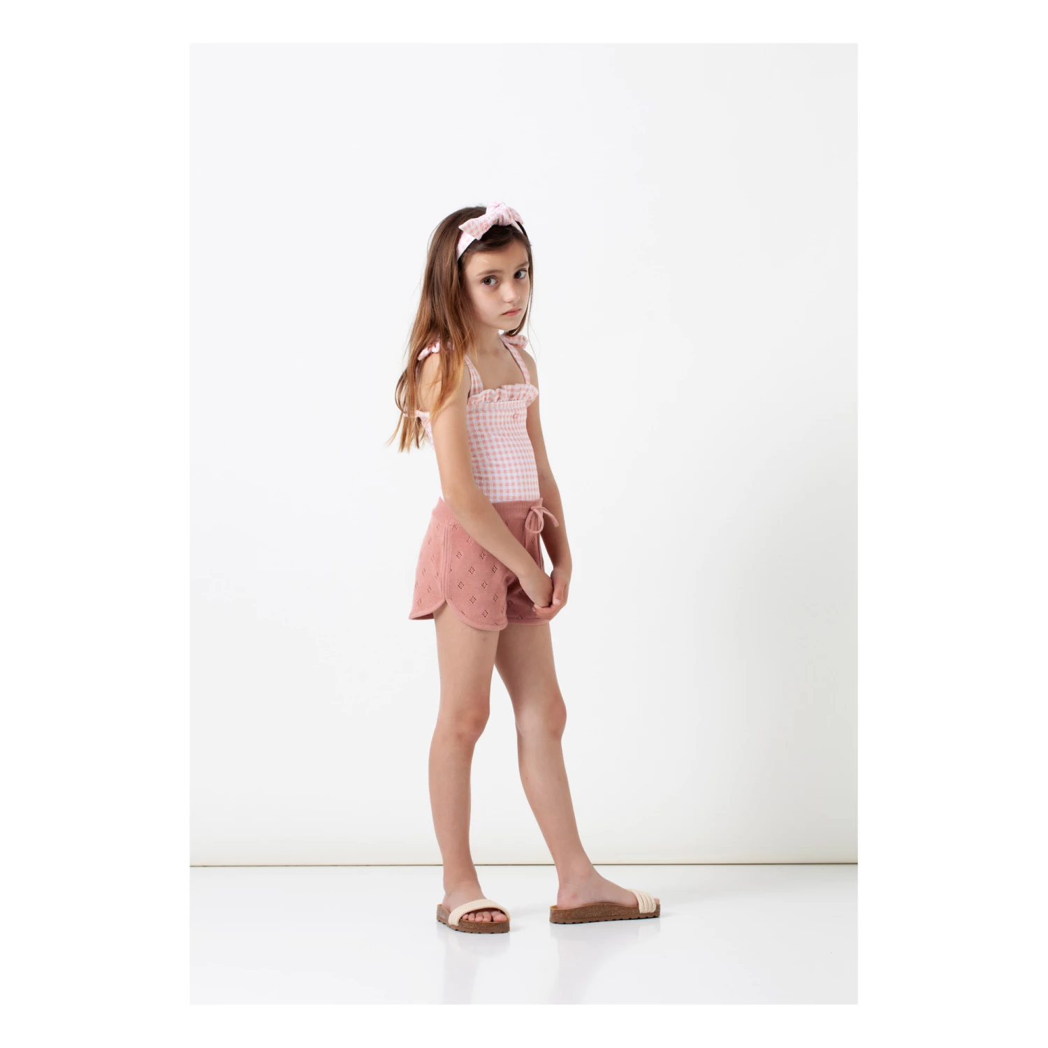 Wholesale β¨ Gingham Bow π©± Swimsuit Pale pink Tocoto Vintage Fashion Children π 2 Wholesale β¨ Gingham Bow π©± Swimsuit Pale pink Tocoto Vintage Fashion Children π - Image 2