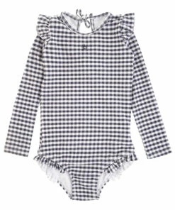Cheap 🧨 Gingham Frill 🩱 Swimsuit Navy blue Tocoto Vintage Fashion Children 🌟