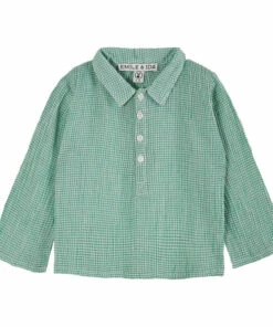 Deals ⭐ Gingham Kurta Shirt Green water Emile et Ida Fashion Baby, Children 👍