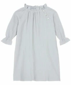 Budget 🔥 Harmony Organic Cotton Muslin Nightgown Light grey Risu Risu Fashion Teen, Children 😍