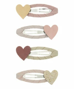 Best Sale 👍 Heart Hair Clips - Set of 4 Beige Mimi & Lula Fashion Children 👍