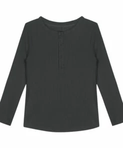 Discount ๐คฉ Henley Organic Cotton T-Shirt - Capsule Homewear - Black Gray Label Fashion Children ๐งจ
