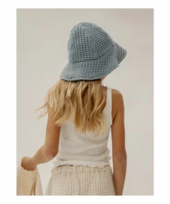 Discount ✨ Heves Organic Cotton Waffle Hat Grey blue Yoli & Otis Fashion Children ❤️ -Outlet Kids' Fashion Store heves organic cotton waffle hat grey blue yoli otis fashion children 2