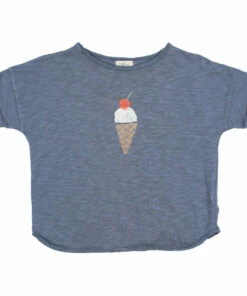 Outlet 🤩 Ice Organic Cotton Slub T-shirt Blue Búho Fashion Children 😍
