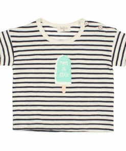 Best Sale ⭐ Ice Striped Organic Cotton Slub T-shirt Navy blue B&uacute;ho Fashion Baby, Children 🎉