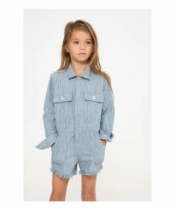 Best deal ⭐ Jumpsuit Blue Simple Kids Fashion Teen, Children 🧨 -Outlet Kids' Fashion Store jumpsuit blue simple kids fashion teen children 3