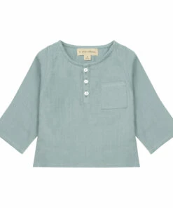 Discount 👍 La Petite Collection x Smallable - Cotton Muslin Kurta Shirt - Exclusive Blue Green La Petite Collection Fashion Baby, Children 🤩