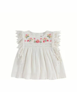 Buy ⌛ Leonia Organic Cotton Muslin Blouse Ecru Louise Misha Fashion Children 🎉