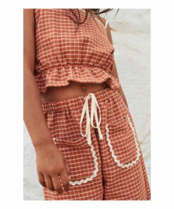 Brand new 👍 Lilo Organic Cotton Checked Trousers Rust Liilu Fashion Children 🧨 -Outlet Kids' Fashion Store lilo organic cotton checked trousers rust liilu fashion children 2