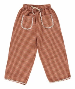 Brand new ๐ Lilo Organic Cotton Checked Trousers Rust Liilu Fashion Children ๐งจ