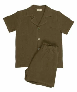 Budget ⭐ Linen Pyjama Set Olive green Suuky Fashion Children 🛒 -Outlet Kids' Fashion Store linen pyjama set olive green suuky fashion children 4