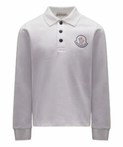 Outlet 🔔 Logo Polo Shirt White Moncler Fashion Teen, Children ✨