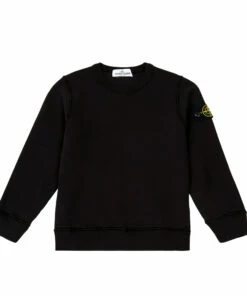 New 👍 Logo Sweatshirt Black Stone Island Fashion Teen, Children 💯