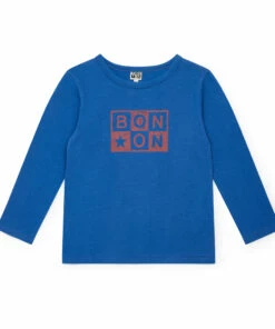 Best Sale ⭐ Logoboy Organic Cotton T-shirt Blue Bonton Fashion Children ⌛