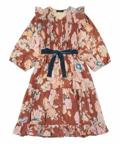Best Pirce 🧨 Long Organic Cotton Ibiza 👗 Dress Terracotta Bonjour Fashion Children ⭐