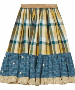 Hot Sale ⌛ Long Patchwork Skirt Blue Bonjour Fashion Children 🧨