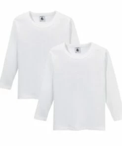 Hot Sale ⌛ Long Sleeve T-Shirts - Set of 2 White Petit Bateau Fashion Teen, Children ⌛