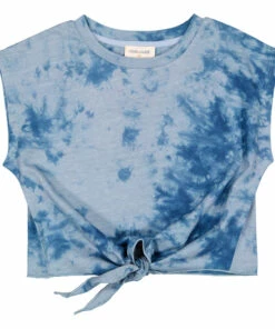 New 🤩 Madonna Cropped Tie-Dye T-shirt Blue Louis Louise Fashion Children 🎁