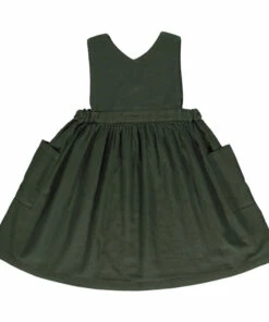 Brand new ๐งจ Mango Double Organic Cotton Muslin ๐ Dress Dark green Poudre Organic Fashion Children ๐