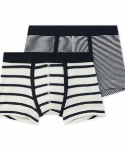 Best Pirce 🎁 Marinière Boxers - Set of 2 Navy blue Petit Bateau Fashion Teen, Children 🔔