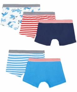 Best Pirce ⭐ Mini Biz Organic Boxers - Set of 5 Blue Petit Bateau Fashion Children 😀 -Outlet Kids' Fashion Store mini biz organic boxers set of 5 blue petit bateau fashion children 2