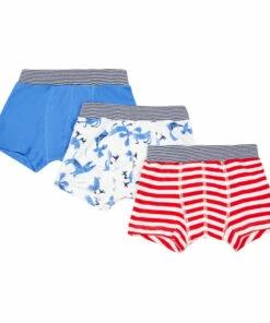 Discount ✨ Mini Biz Organic Cotton Boxers - Set of 3 Blue Petit Bateau Fashion Children 👍