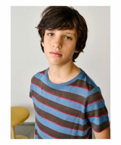 Discount 👏 Mogo Striped Linen T-shirt Blue Bellerose Fashion Teen, Children 🎁 -Outlet Kids' Fashion Store mogo striped linen t shirt blue bellerose fashion teen children 2