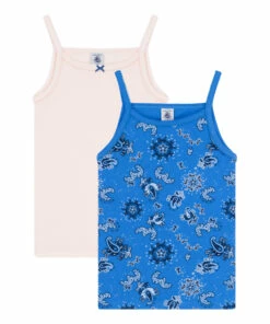 Cheapest 😀 Organic Cotton Bandana Tank Tops - Set of 2 Blue Petit Bateau Fashion Children ✨