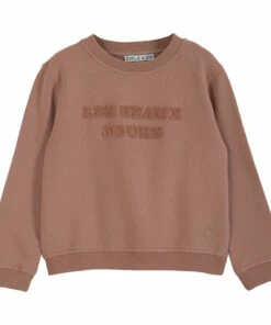 Hot Sale 🌟 Organic Cotton Bouclette Embroidered Sweatshirt Dusty Pink Emile et Ida Fashion Children 🔥