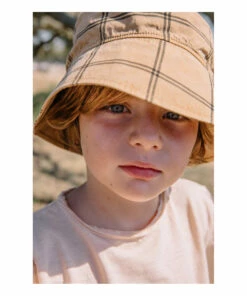 Best Pirce 👍 Organic Cotton Checked Hat Ochre Búho Fashion Children 🔔
