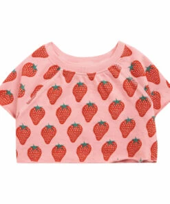 Cheap 🔥 Organic Cotton Cropped Strawberry Sweatshirt Pink Bobo Choses Fashion Children ✔️
