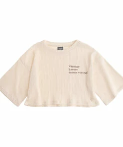 Outlet ✨ Organic Cotton Cropped T-shirt Ecru Tocoto Vintage Fashion Children 😀