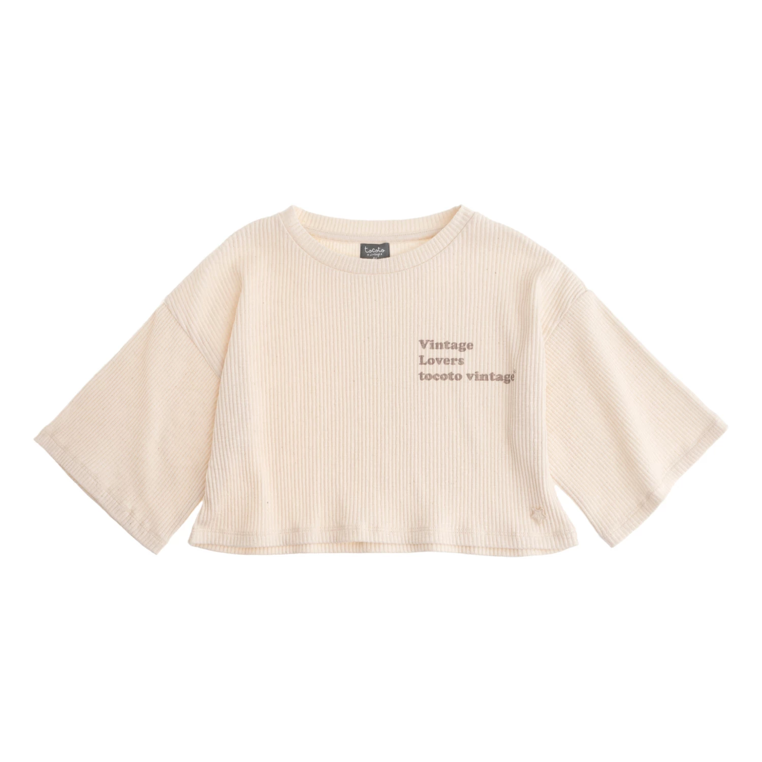 Outlet โจ Organic Cotton Cropped T-shirt Ecru Tocoto Vintage Fashion Children ๐ 1 Outlet โจ Organic Cotton Cropped T-shirt Ecru Tocoto Vintage Fashion Children ๐