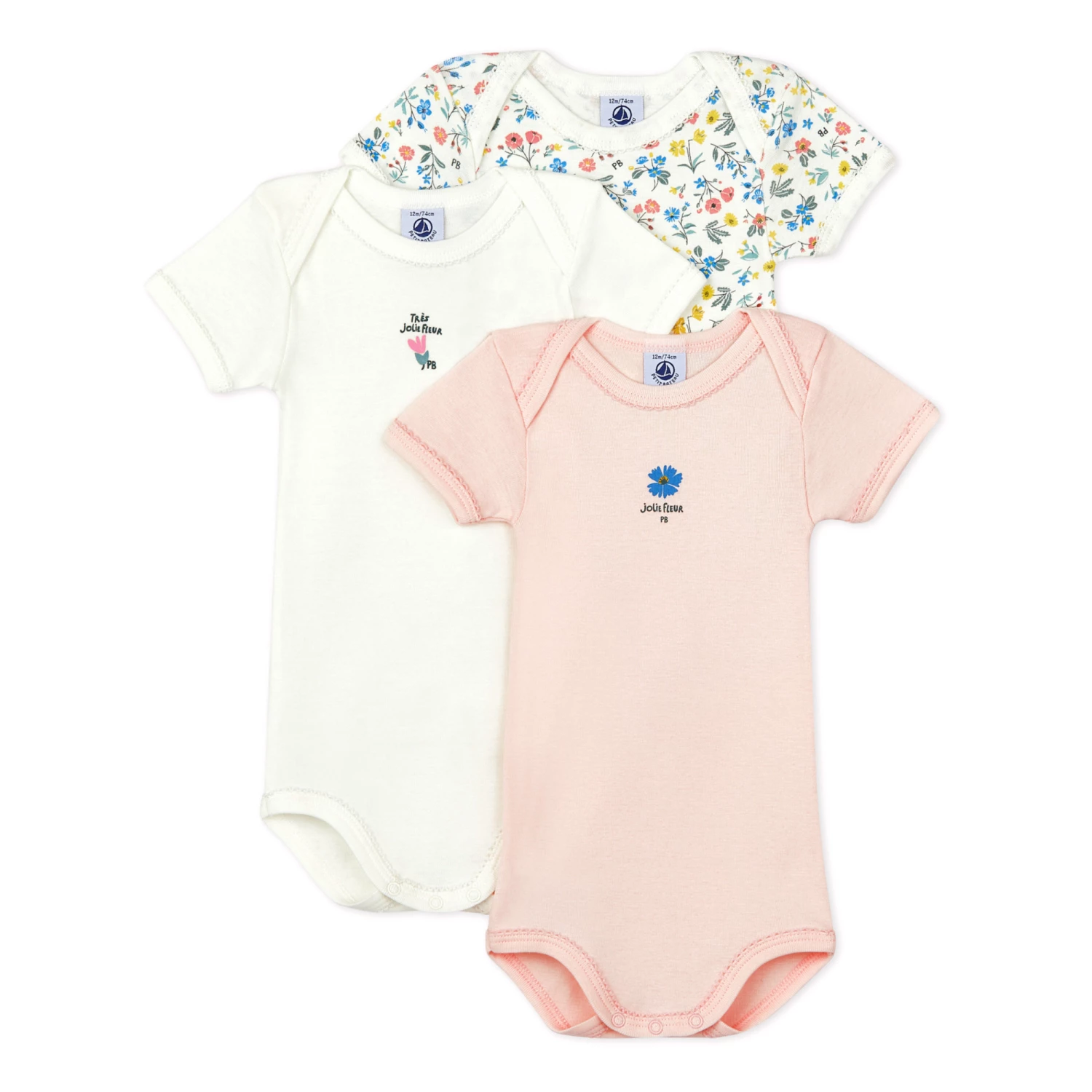 Best Pirce ๐ Organic Cotton Floral Baby Bodysuits - Set of 3 White Petit Bateau Fashion Baby, Children ๐ 1 Best Pirce ๐ Organic Cotton Floral Baby Bodysuits - Set of 3 White Petit Bateau Fashion Baby, Children ๐