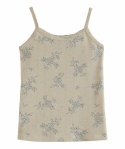 Top 10 🔥 Organic Cotton Floral Pointelle Tank Top Ecru Emile et Ida Fashion Children 😍