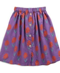 Buy ✔️ Organic Cotton Flower Midi Skirt Purple Bobo Choses Fashion Children 💯
