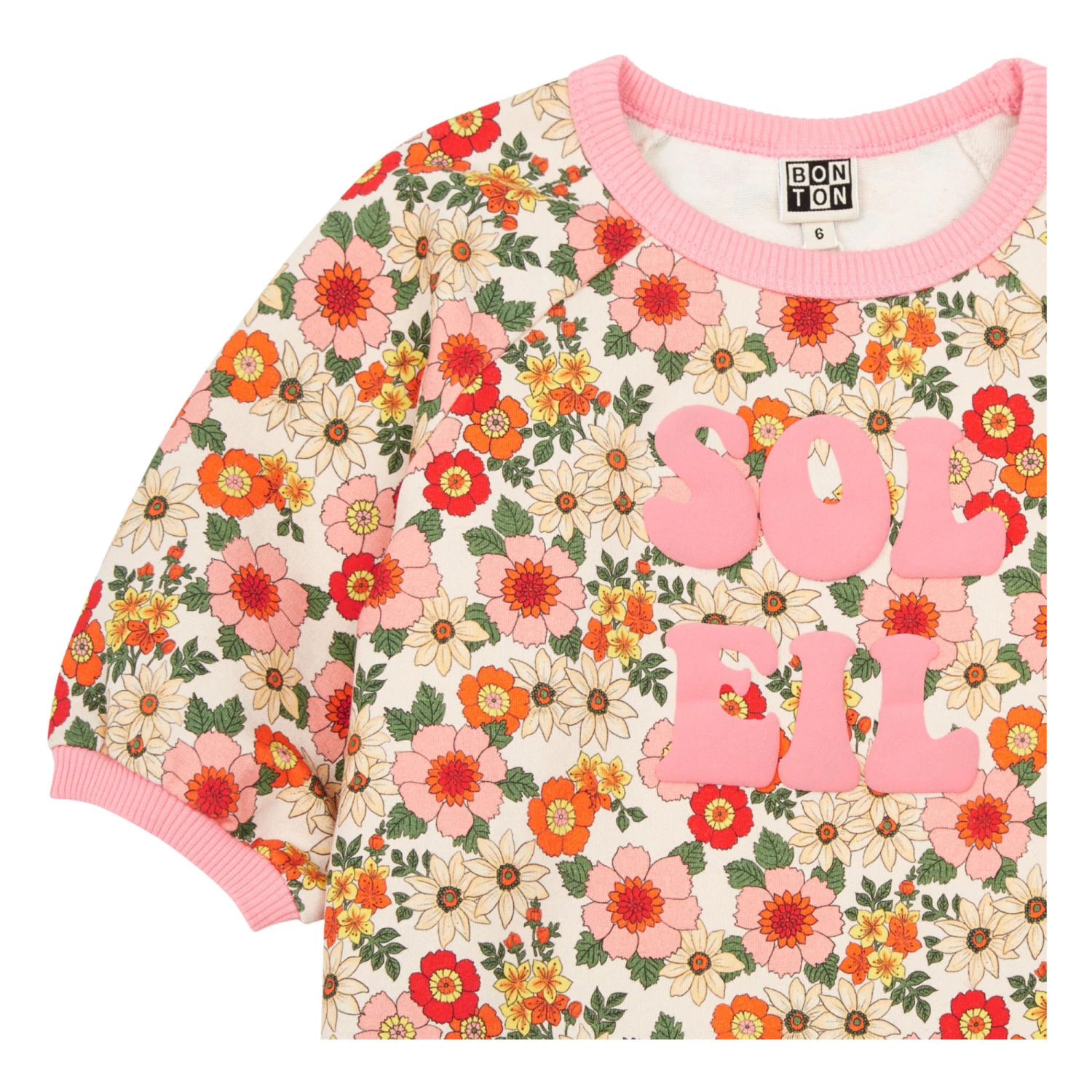 Coupon ❤️ Organic Cotton Flower Sweatshirt Orange Bonton Fashion Children ✨ 2 Coupon ❤️ Organic Cotton Flower Sweatshirt Orange Bonton Fashion Children ✨ - Image 2