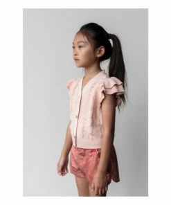 Outlet 🧨 Organic Cotton Frill Sleeve T-shirt Pale pink Aymara Fashion Teen, Children 🔔