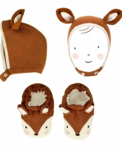 Outlet 👍 Organic Cotton Knit Baby Beanie and Slippers 0–6 months Meri Meri Fashion Children ❤️