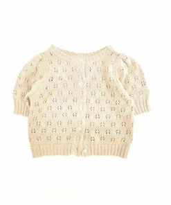 Wholesale 🧨 Organic Cotton Knit Cardigan Ecru Longlivethequeen Fashion Teen, Children 🌟