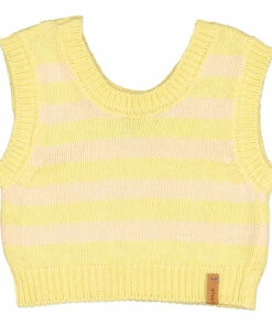 Cheap 🔥 Organic Cotton Knitted Striped Top Yellow Piupiuchick Fashion Teen, Children 👍