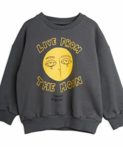 Outlet 👍 Organic Cotton Moon Sweatshirt Charcoal grey Mini Rodini Fashion Baby, Children ❤️