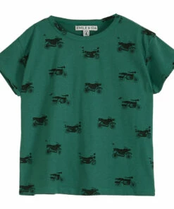 Budget 🎁 Organic Cotton Motorbike T-shirt Dark green Emile et Ida Fashion Children 👏