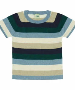 Cheapest 🎁 Organic Cotton Multi Stripe T-shirt Light blue FUB Fashion Children 🎁
