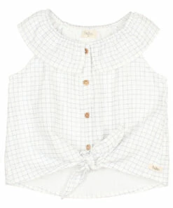 Cheapest ⌛ Organic Cotton Muslin Checked Top Blue Búho Fashion Children ⭐