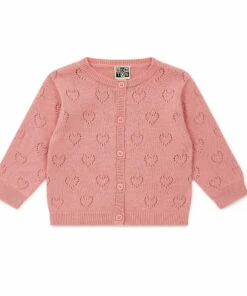 Budget 👏 Organic Cotton Openwork Heart Cardigan Pink Bonton Fashion Baby, Children 🌟