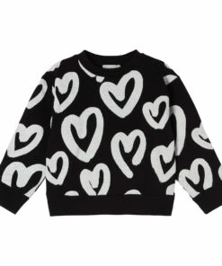 Top 10 ⌛ Organic Cotton Oversize Heart Sweatshirt Black Stella McCartney Kids Fashion Teen, Children ✔️